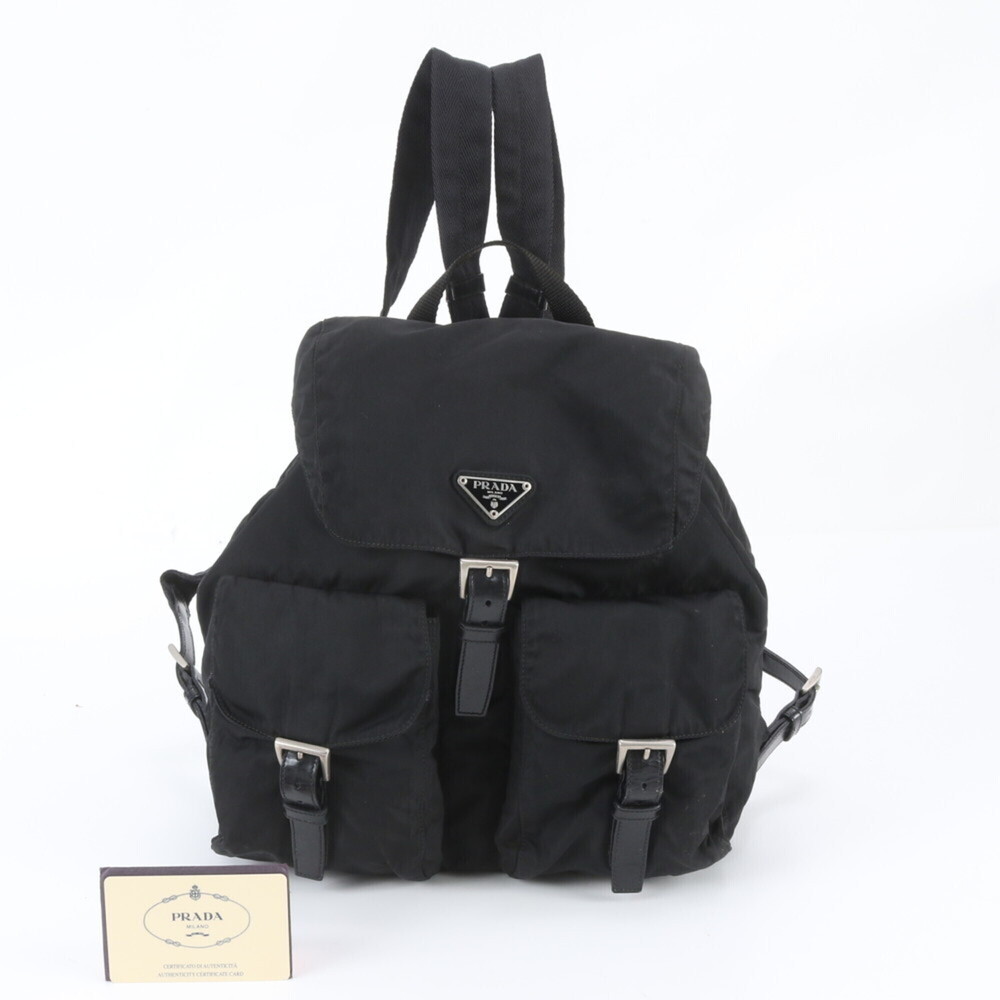 Prada Tessuto Nylon Leather Backpack (Black, with white tag and guarantee) - ...